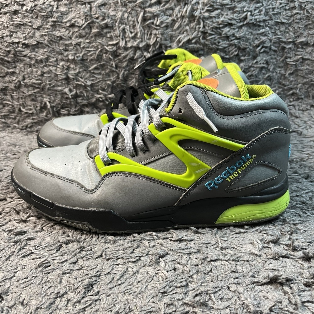 Reebok Pump Omni Lite Charcoal/Grey/Neon Green/Blue Retro Men's Sz 12 US Rare